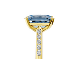 Yellow gold Fancy Blue Emerald  Cut Channel Set Solitaire Engagement Ring with Four-Prong Setting_162