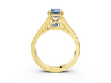 Yellow gold Fancy Blue Emerald  Cut Channel Set Solitaire Engagement Ring with Prong Setting_23