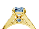 Yellow gold Fancy Blue Emerald  Cut Channel Set Solitaire Engagement Ring with Prong Setting_24