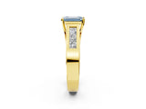 Yellow gold Fancy Blue Emerald Cut Cut Channel Set Solitaire Ring with Four-Prong Setting_2