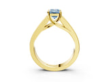 Yellow gold Fancy Blue Emerald Cut Cut Channel Set Solitaire Ring with Four-Prong Setting_3