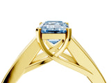 Yellow gold Fancy Blue Emerald Cut Cut Channel Set Solitaire Ring with Four-Prong Setting_4