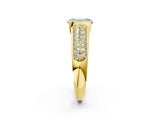 Yellow gold Fancy Blue Emerald Cut Cut Diamond Channel Set Pave Band with Tension Prong Setting_2
