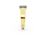 Yellow gold Fancy Blue Emerald Cut Cut Diamond Channel Set Solitaire Ring with Four-Prong Setting_2