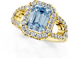 Yellow gold Fancy Blue Emerald Cut Cut Diamond Halo Engagement Ring with Open Split Pavé Band_1