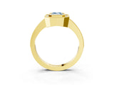 Yellow gold Fancy Blue Emerald Cut-Cut Diamond Halo Engagement Ring with Pave Band and Prong Setting_3