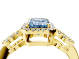 Yellow gold Fancy Blue Emerald Cut Cut Halo Diamond Infinity Band with Four-Prong Setting_4