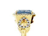 Yellow gold Fancy Blue Emerald Cut Cut Halo Diamond Infinity Band with Four-Prong Setting_5