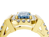 Yellow gold Fancy Blue Emerald Cut Cut Halo Split Shank Prong Set Ring_4