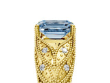 Yellow gold Fancy Blue Emerald Cut Cut Milgrain Pave Diamond Engagement Ring with Four-Prong Setting_20