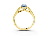 Yellow gold Fancy Blue Emerald Cut Cut Pave Split Shank Engagement Ring with Four-Prong Setting_3