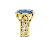 Yellow gold Fancy Blue Emerald Cut Cut Pave Split Shank Engagement Ring with Four-Prong Setting_5