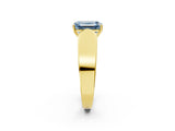 Yellow gold Fancy Blue Emerald Cut Diamond Channel Set Solitaire Ring with Four-Prong Setting_14