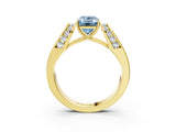 Yellow gold Fancy Blue Emerald Cut Diamond Channel Set Solitaire Ring with Four-Prong Setting_15