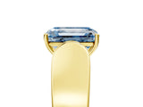 Yellow gold Fancy Blue Emerald Cut Diamond Channel Set Solitaire Ring with Four-Prong Setting_17
