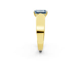 Yellow gold Fancy Blue Emerald Cut Diamond Channel Set Solitaire Ring with Four-Prong Setting_26