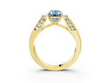 Yellow gold Fancy Blue Emerald Cut Diamond Channel Set Solitaire Ring with Four-Prong Setting_27