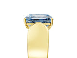 Yellow gold Fancy Blue Emerald Cut Diamond Channel Set Solitaire Ring with Four-Prong Setting_29