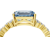 Yellow gold Fancy Blue Emerald Cut Diamond Cluster Pavé Band with Four-Prong Setting_28
