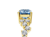 Yellow gold Fancy Blue Emerald Cut Diamond Cluster Pavé Band with Four-Prong Setting_29