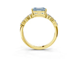 Yellow gold Fancy Blue Emerald Cut Diamond Cluster Pavé Band with Four-Prong Setting_6