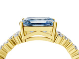 Yellow gold Fancy Blue Emerald Cut Diamond Cluster Pavé Band with Four-Prong Setting_7