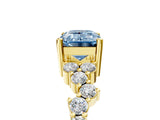 Yellow gold Fancy Blue Emerald Cut Diamond Cluster Pavé Band with Four-Prong Setting_8
