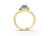 Yellow gold Fancy Blue Emerald Cut Diamond Double Halo Ring with Split Shank and Four-Prong Setting_3