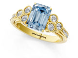 Yellow gold Fancy Blue Emerald  Cut Diamond Engagement Ring with Bezel Set Round Side Stones and Prong Setting_53