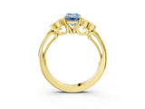 Yellow gold Fancy Blue Emerald  Cut Diamond Engagement Ring with Bezel Set Round Side Stones and Prong Setting_55