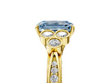 Yellow gold Fancy Blue Emerald  Cut Diamond Engagement Ring with Bezel Set Round Side Stones and Prong Setting_57