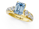 Yellow gold Fancy Blue Emerald  Cut Diamond Engagement Ring with Pavé Band and Four-Prong Setting_4