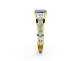 Yellow gold Fancy Blue Emerald  Cut Diamond Engagement Ring with Pavé Band and Four-Prong Setting_5