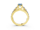 Yellow gold Fancy Blue Emerald  Cut Diamond Engagement Ring with Pavé Band and Four-Prong Setting_6