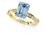 Yellow gold Fancy Blue Emerald Cut Diamond Engagement Ring with Side Stone Accents and Four-Prong Setting_73