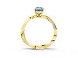 Yellow gold Fancy Blue Emerald Cut Diamond Engagement Ring with Side Stone Accents and Four-Prong Setting_75