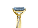Yellow gold Fancy Blue Emerald Cut Diamond Engagement Ring with Side Stone Accents and Four-Prong Setting_77
