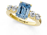 Yellow gold Fancy Blue Emerald  Cut Diamond Five-Stone Prong Set White Gold Ring_32