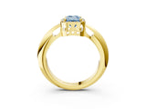 Yellow gold Fancy Blue Emerald  Cut Diamond Halo Engagement Ring with Split Shank and Four-Prong Setting_92