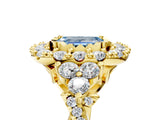 Yellow gold Fancy Blue Emerald Cut Diamond Halo Ring with Pavé Band and Four-Prong Setting_46