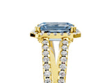 Yellow gold Fancy Blue Emerald Cut Diamond Halo Split Shank Engagement Ring_64