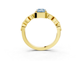 Yellow gold Fancy Blue Emerald  Cut Diamond Milgrain Marquise Band with Prong Setting_6