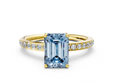 Yellow gold Fancy Blue Emerald  Cut Diamond Pavé Band Ring with Four-Prong Setting_23