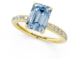 Yellow gold Fancy Blue Emerald  Cut Diamond Pavé Band Ring with Four-Prong Setting_24