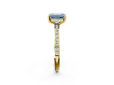 Yellow gold Fancy Blue Emerald  Cut Diamond Pavé Band Ring with Four-Prong Setting_25