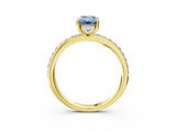 Yellow gold Fancy Blue Emerald  Cut Diamond Pavé Band Ring with Four-Prong Setting_26