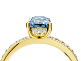 Yellow gold Fancy Blue Emerald  Cut Diamond Pavé Band Ring with Four-Prong Setting_27