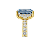 Yellow gold Fancy Blue Emerald  Cut Diamond Pavé Band Ring with Four-Prong Setting_28