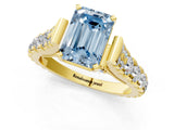 Yellow gold Fancy Blue Emerald  Cut Diamond Pavé Band Solitaire with Four-Prong Setting_16