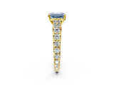Yellow gold Fancy Blue Emerald  Cut Diamond Pavé Band Solitaire with Four-Prong Setting_17